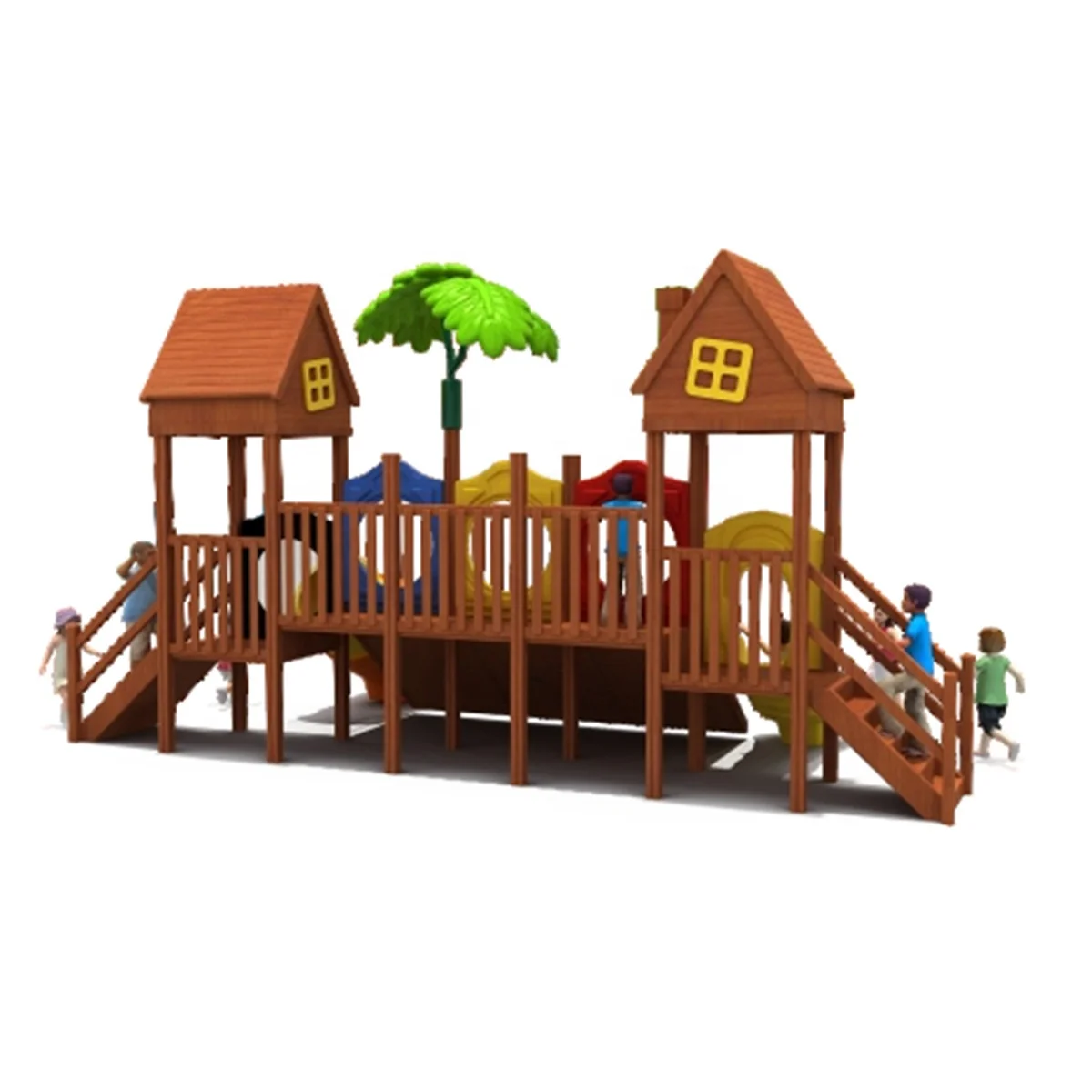 Hot-selling Wooden Playground Equipment Outdoor Play Facilities Game Houses with Slides Outdoor Play Children's Parks