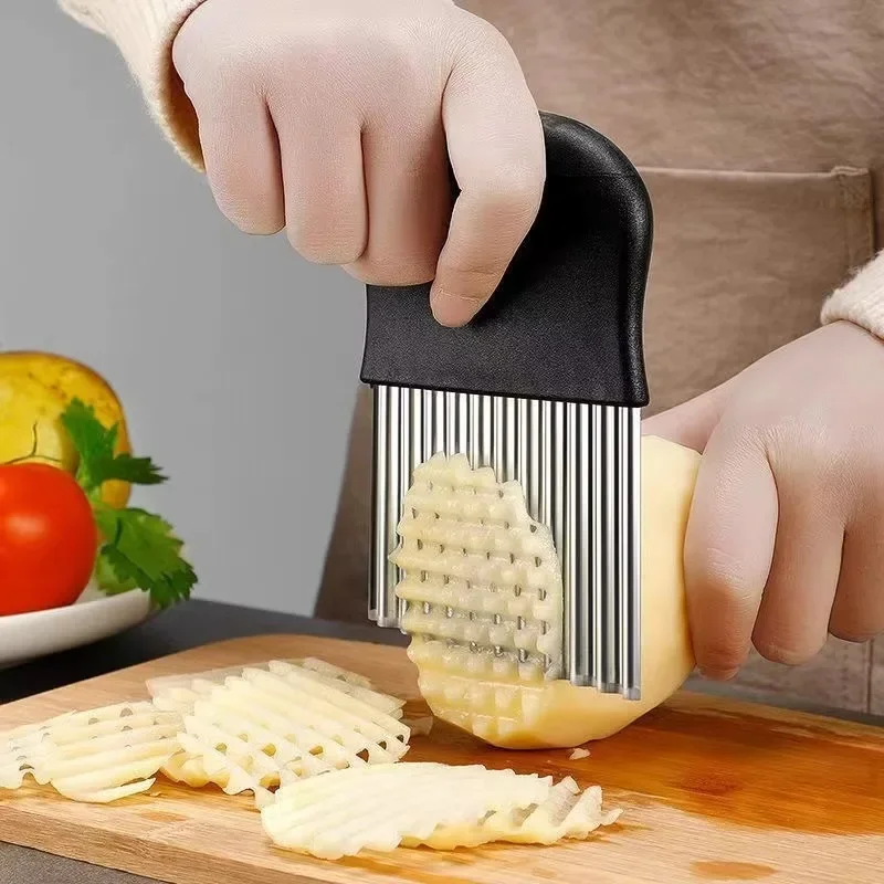 1Pc Household Wavy Blade Potato Cutter Crinkle Slicing Tool Multifunctional Fancy Cutter For Waffle Fries Vegetable Cutting