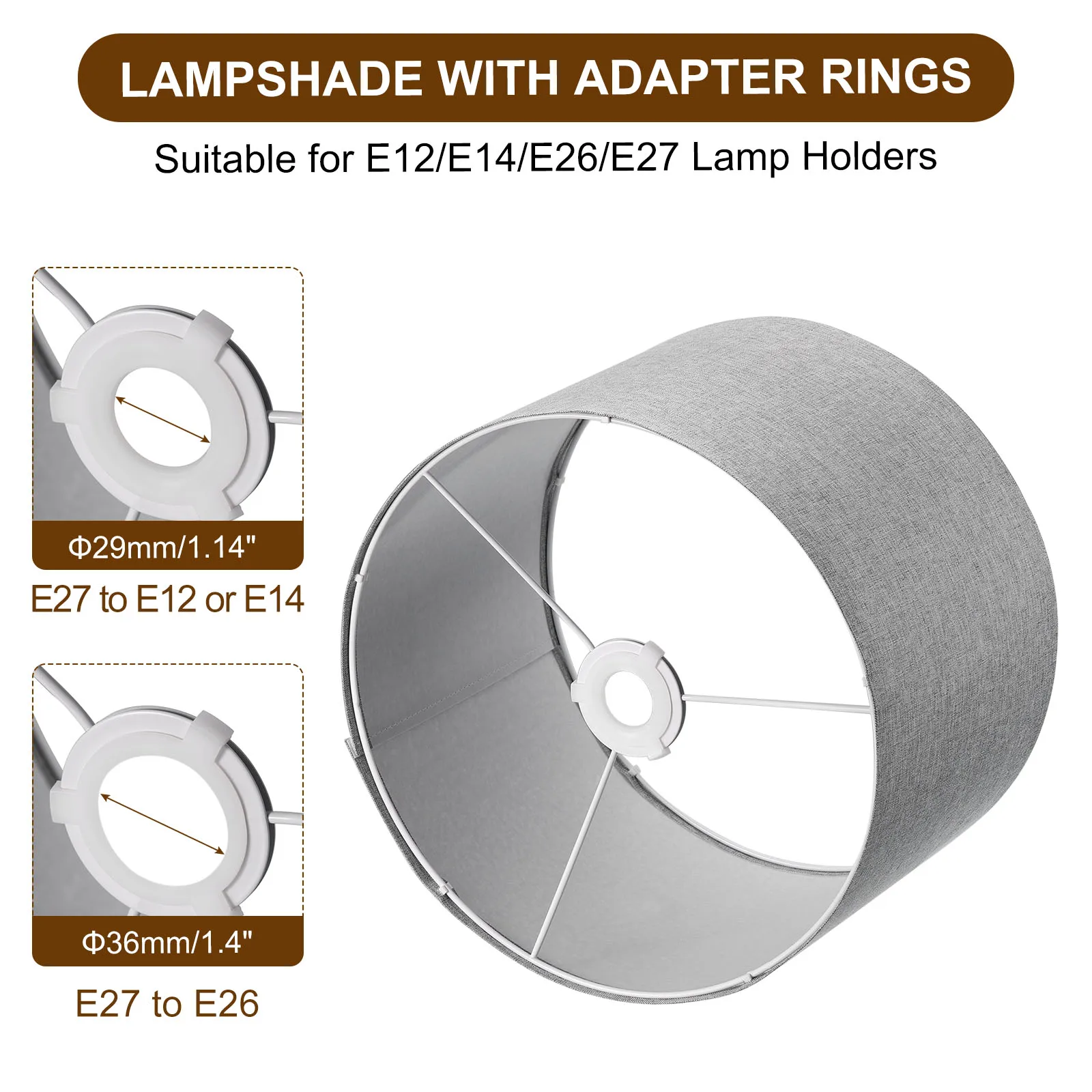 Imagem -04 - Tambor Lâmpada Shades para Candeeiros de Mesa Linho Tecido Abajur Fácil Montagem E27 para E26 Adaptadores 12 x 12 x Set