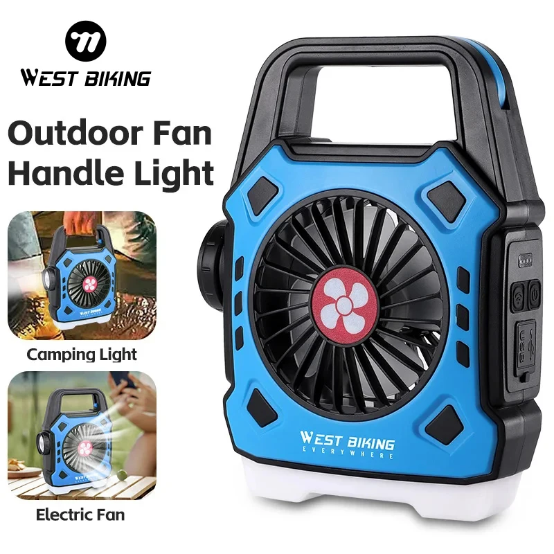 

WEST BIKING Camping Light Fan LED Desktop Portable Circulator Lamp USB Rechargeable Power Bank Outdoor Travel Tent Lighting