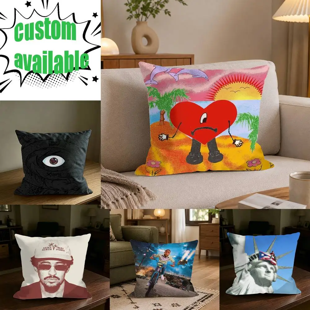 

Papi B-Bunny Un Verano Sin-Ti Square Sofa Pillow Cover Solid Color Living Room Home Decor Cushion Case