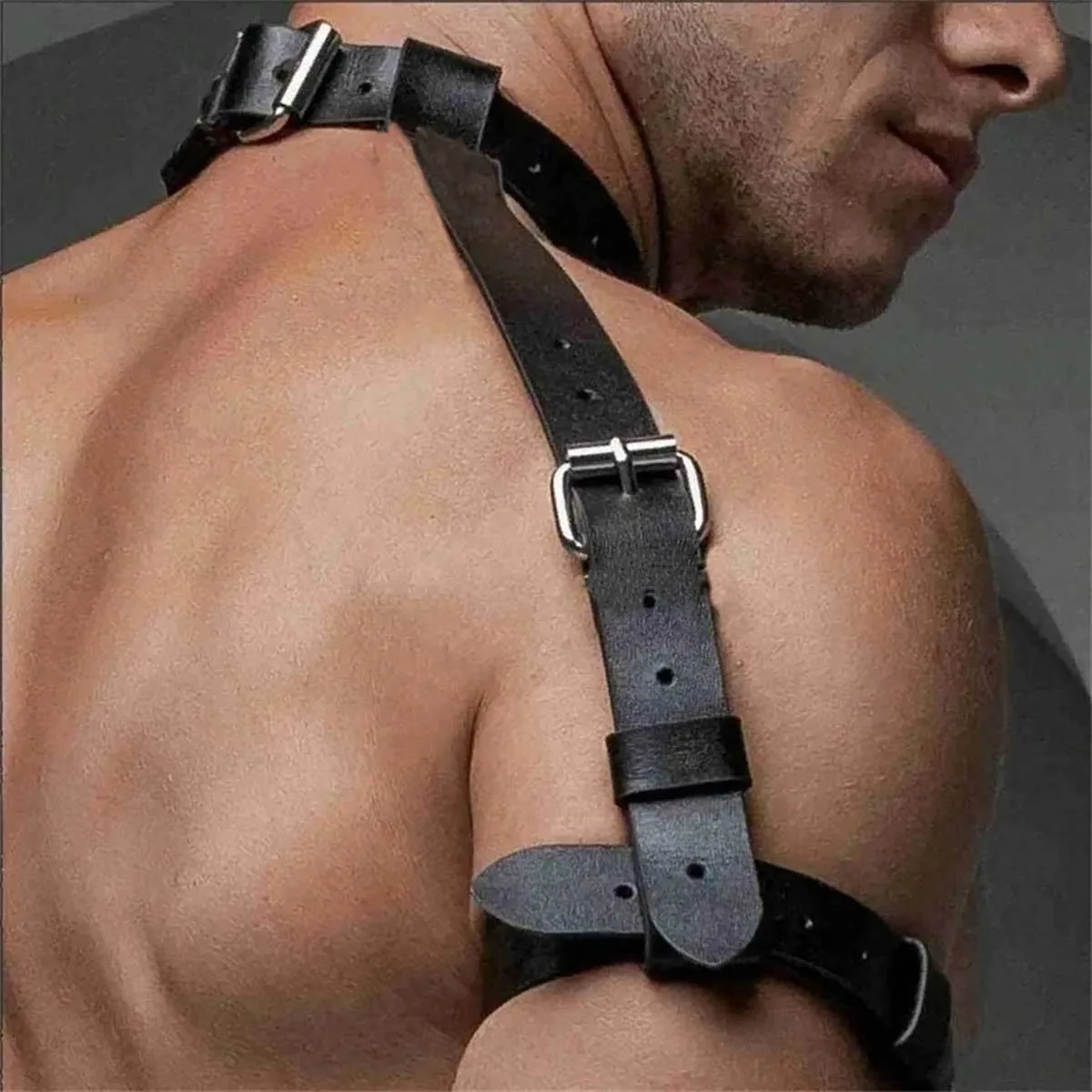 Sexy Men\'s Harness Pu Leather Gay Chest Harness Bdsm Bondage Leather Cage Lingerie Punk Rave Erotic Accessoly Fetish Clothing