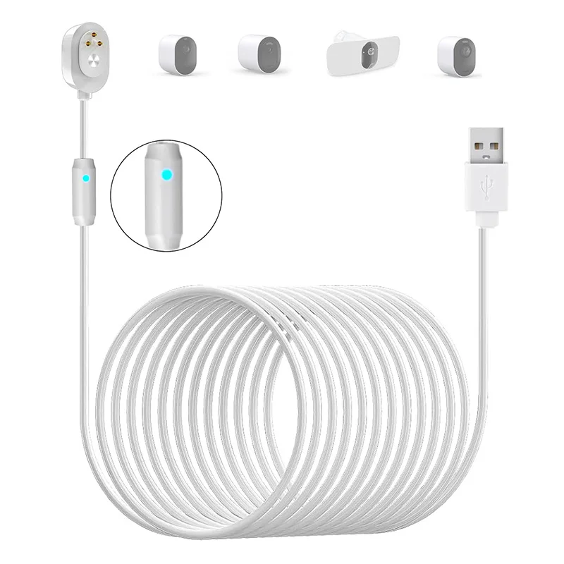 

24.9ft weatherproof indoor and outdoor USB port charging cable for Arlo Pro 5S 2K, Pro 4, Pro 3, Floodlight, Ultra 2, Ultra,Go 2