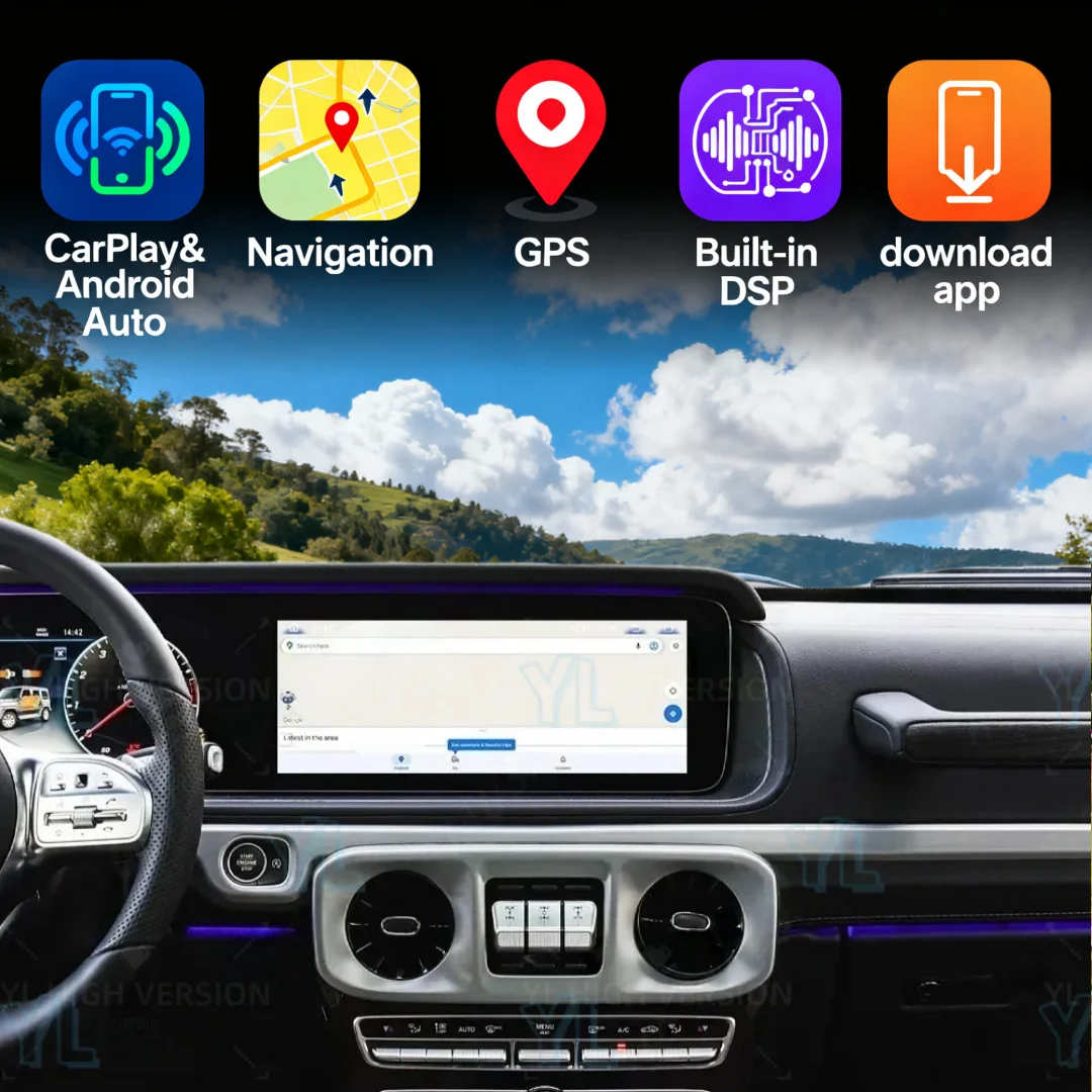 

12.3+12.3 Inch Dual Screen For Mercedes-Benz G Class 2018-2025 Carplay Android Car Radio Stereo Multimedia Player Gps Navigation