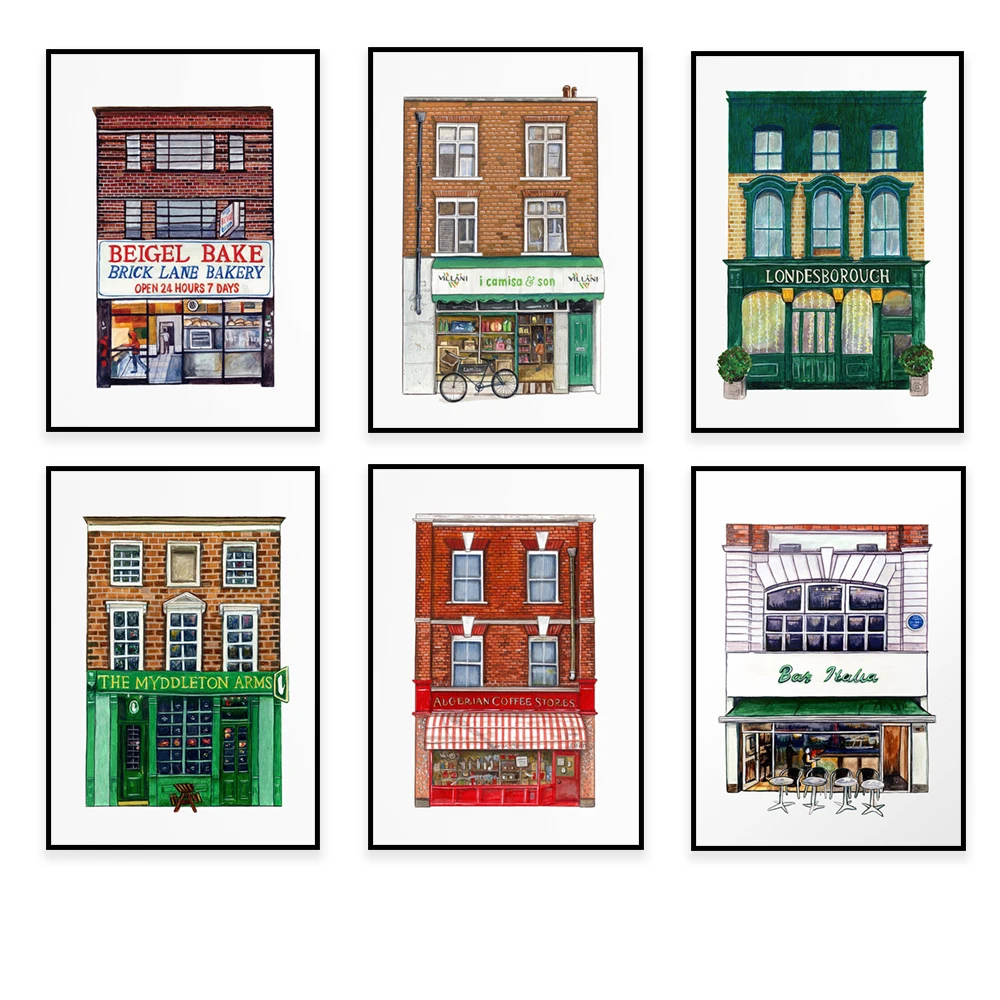 Beigel Bake, Little Italy Soho, Bar y lugar del castillo de Dublín, cafetería italiana, cafetería argelina, cafetería de regencia, cartel de viaje de Londres