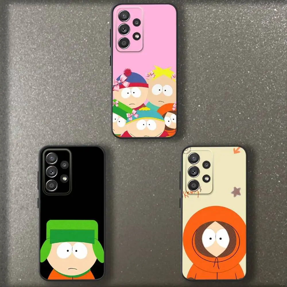 

Cartoon S-Souths P-Parks Phone Case For Samsung S 25,24,23,22,30,21,10,9,Ultra,Plus,Lite,FE,4,5 G Soft Black Case