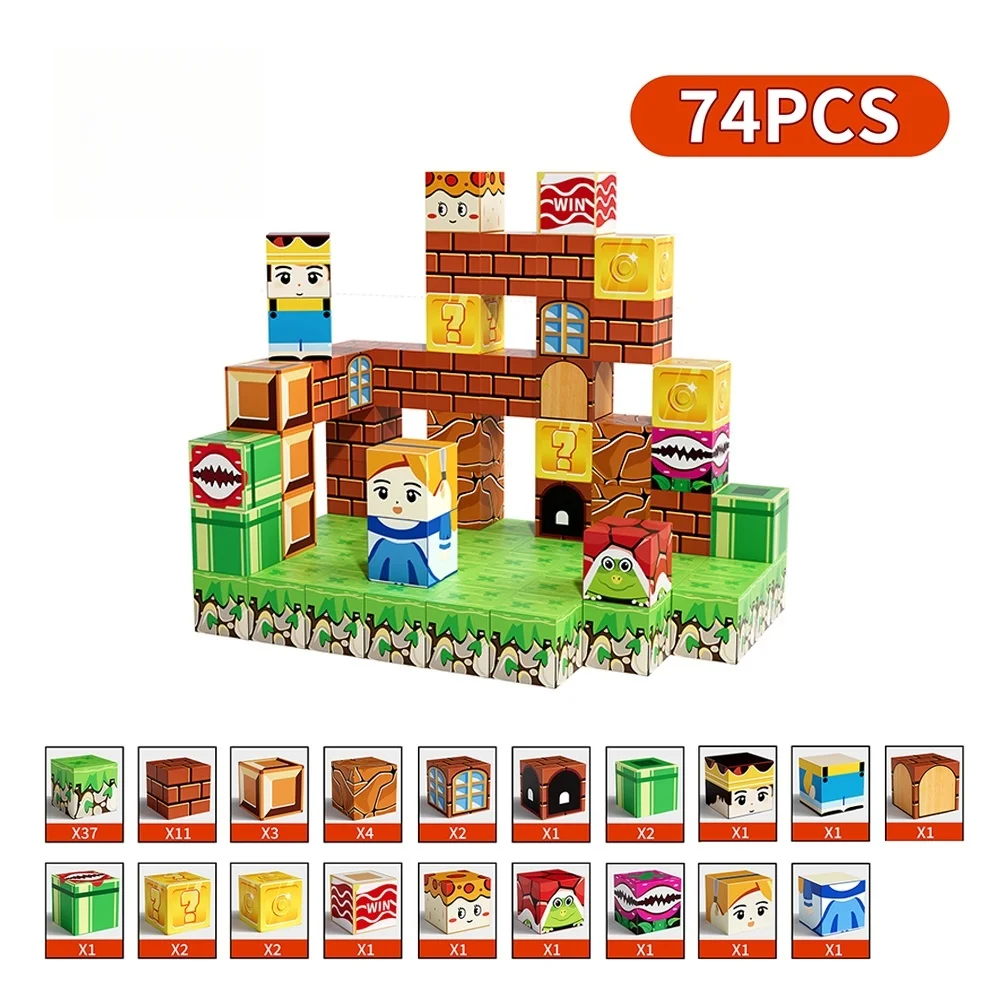 Kreative STEM Magnetische Fliesen Set Prinzessin Schloss Dinosaurier Park Tier Bauernhof DIY Bausteine Lernen Spielzeug Kinder Geschenk