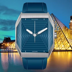 New Fashion Specht & Söhne Unique Design Men's Watches Japan VH31 Movt Egyptian Pyramids Dial Octagon Steel Sport Watch For Men