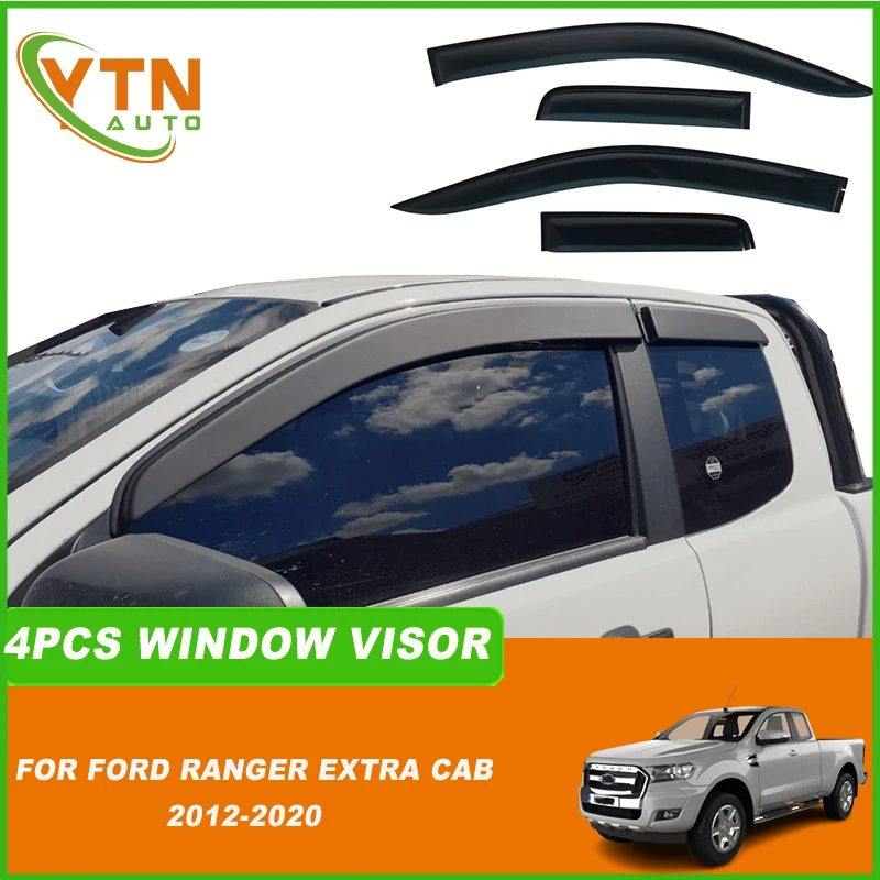 

For Ford Ranger Extra Cab 2012 2013 2014 2015 2016 2017 2018 2019 2020 2021 WeatherShields Sun Rain Guard Window Deflectors