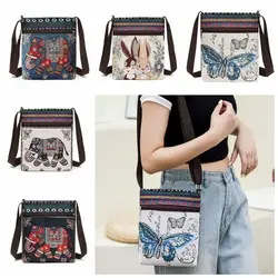 Rabbit Ethnic Style Crossbody Bag Embroidery Butterfly Cute Elephant Cloth Bag Canvas Shoulder Bags Animal Shoulder Bag