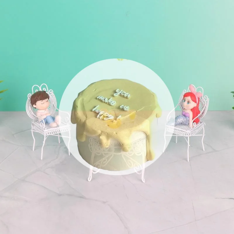 Conjunto de Móveis Miniatura para Casa de Bonecas 1/12 com 3 Peças, Brinquedo de Simulação, Modelo de Mesa Octogonal de Ferro e Cadeira para Crianças