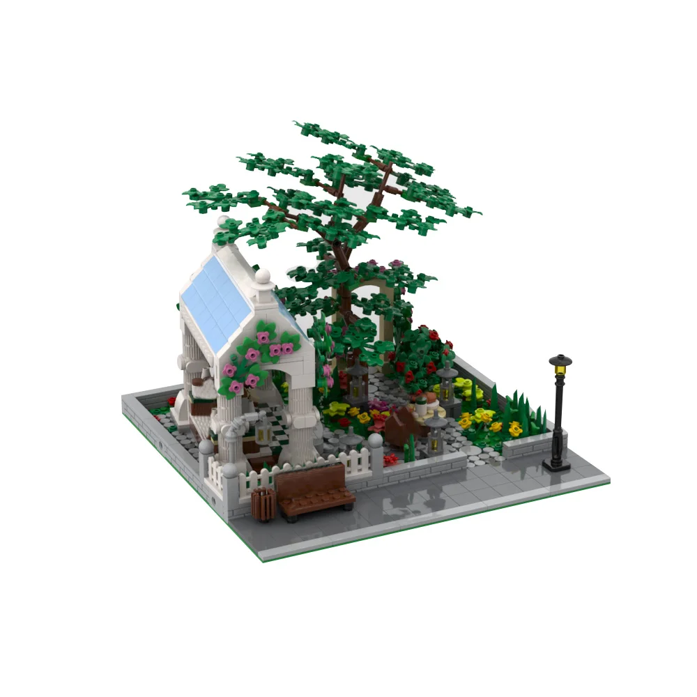 MOC-117694 Garden Model Bricks Flower Arrangement Pumpkin  Trees Vegetable Garden Fence Scenery Building Blocks Toys Gift