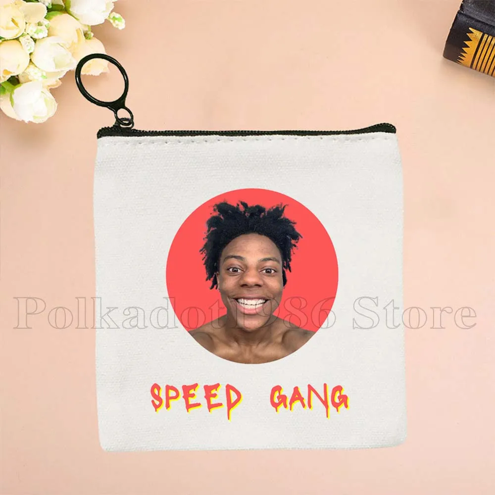 Funny Cute Darren Watkins IShowSpeed Speed Lover Fan Gift Canvas Coin Purse Bag Small Square Key Storage Card Bag Wallet Pouch