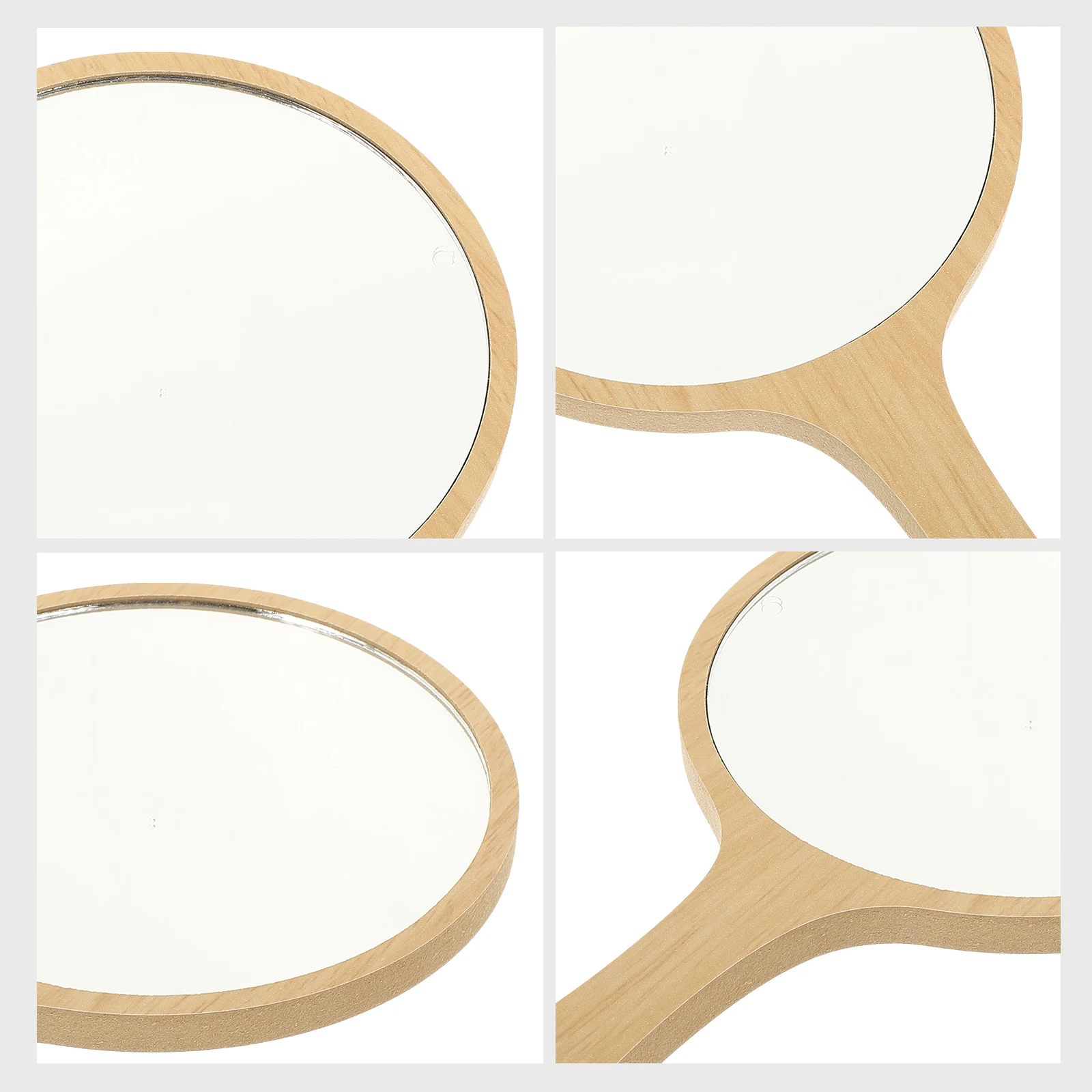 Handheld Makeup Wooden Handle Portable Round For Travel Daily Use Vintage Hand Mirror Compact Women Makeup Mirror