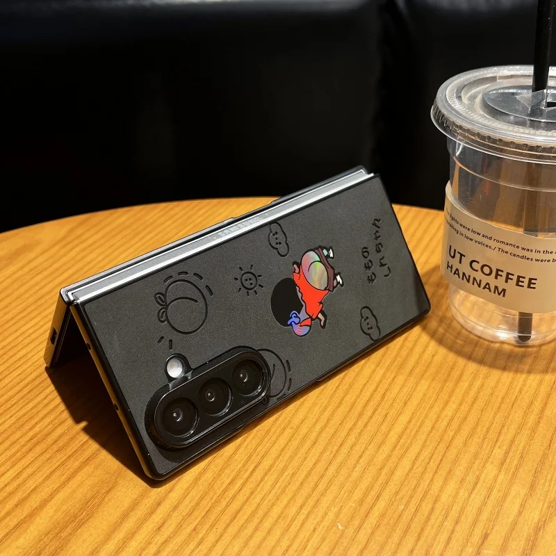 Japan Anime Cute Crayon Shin-chan Butt Laser Leather Folding Phone Case for Samsung ZFold 3 4 5 6 7 Cartoon Shin-chan Cover - Image 4