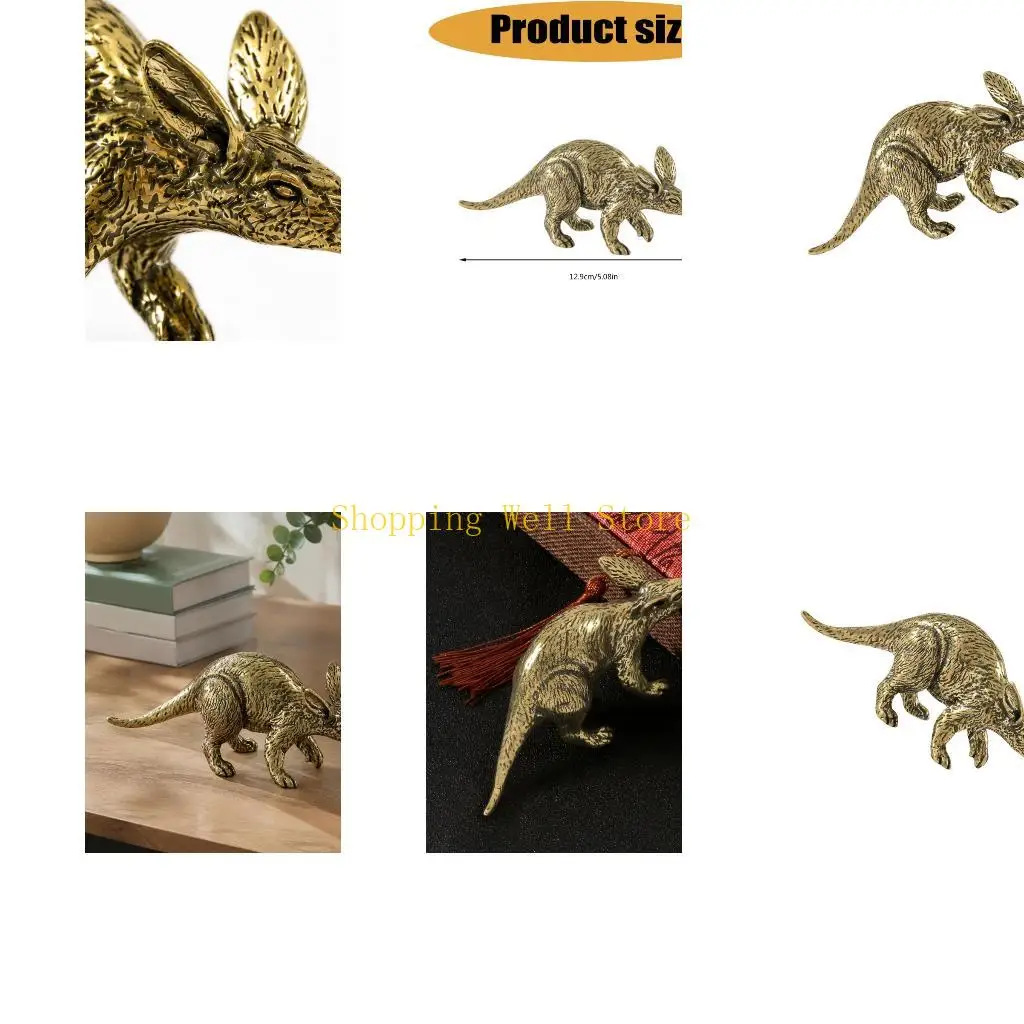 KX4B Distinctive Brasses Aardvark Animal Figurine with Antique Finish and Detailing, Collectible Decoration for Study, Office