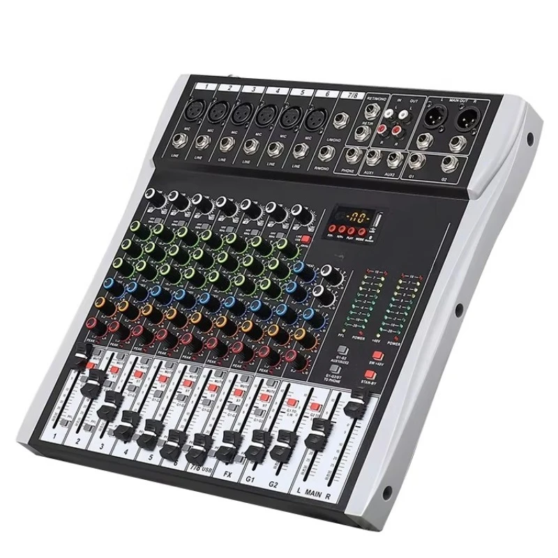 GTX8-USB/GTX12-USB with Analog 8/12 Channel MP3 Audio Mixer Console Sound Card Bluetooth