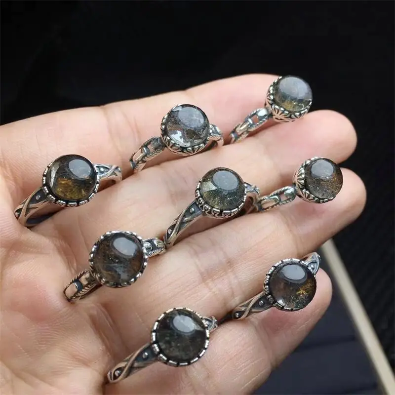 S925 Natural Palasite Ring Reiki Mineral Jewelry Healing Stone For Men Women Decoration Jewelry 1PCS Gift