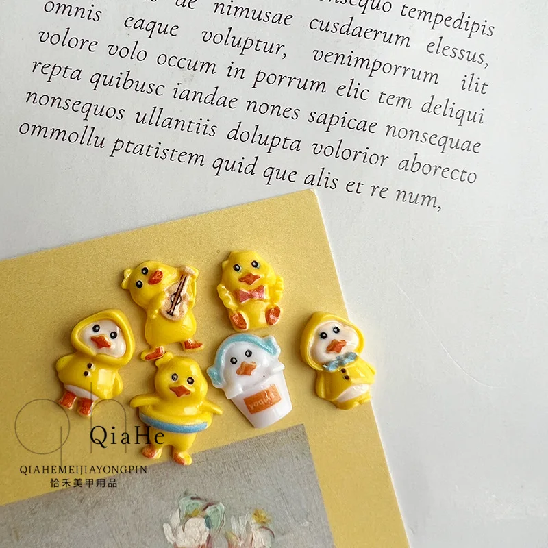 Résines jaunes tridimensionnelles mignonnes pour ongles, mini breloques de dessin animé, résine, bricolage, décoration d'ongles, bijoux d'art d'ongle, 20 pièces