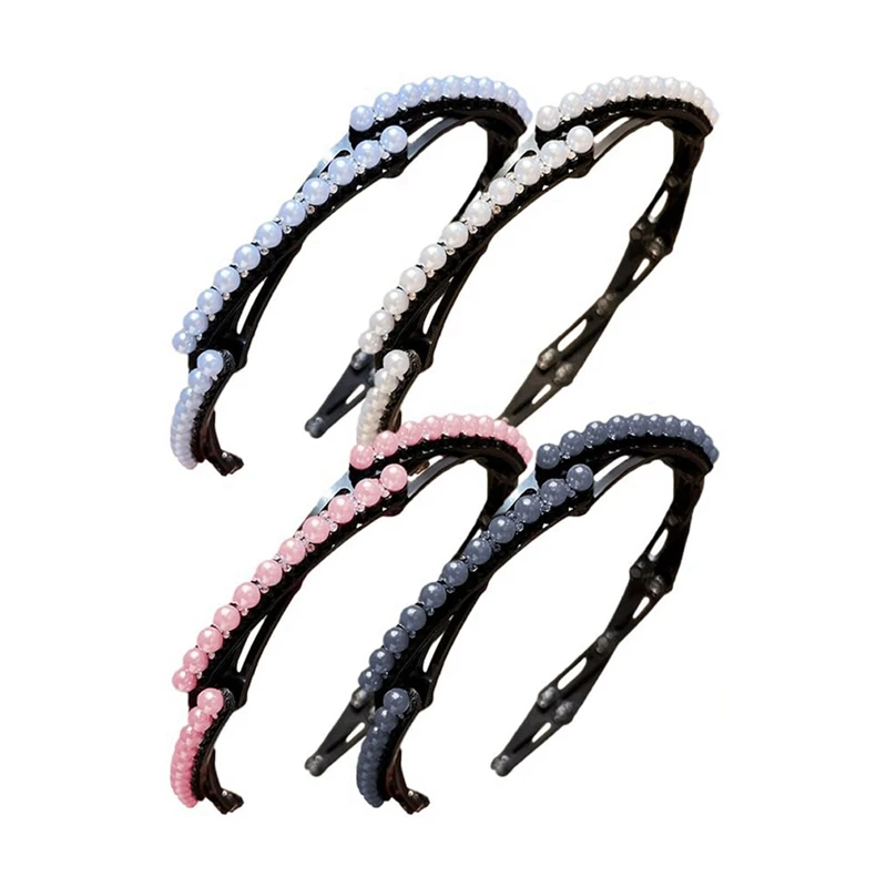 4Pcs Retractable Pocket Headbands - Non Slip Portable Telescopic Hair Hoops,Foldable Headbands For Women Washing Makeup