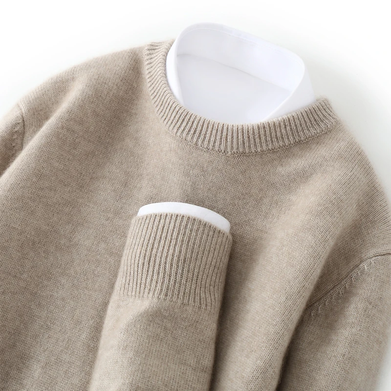 

DjzDsm Thick Men's Clothing Sweater O-Neck Pullover Autumn Winter 100%Cashmere Knitwear Basic Smart Casual Soft Comfortable Tops