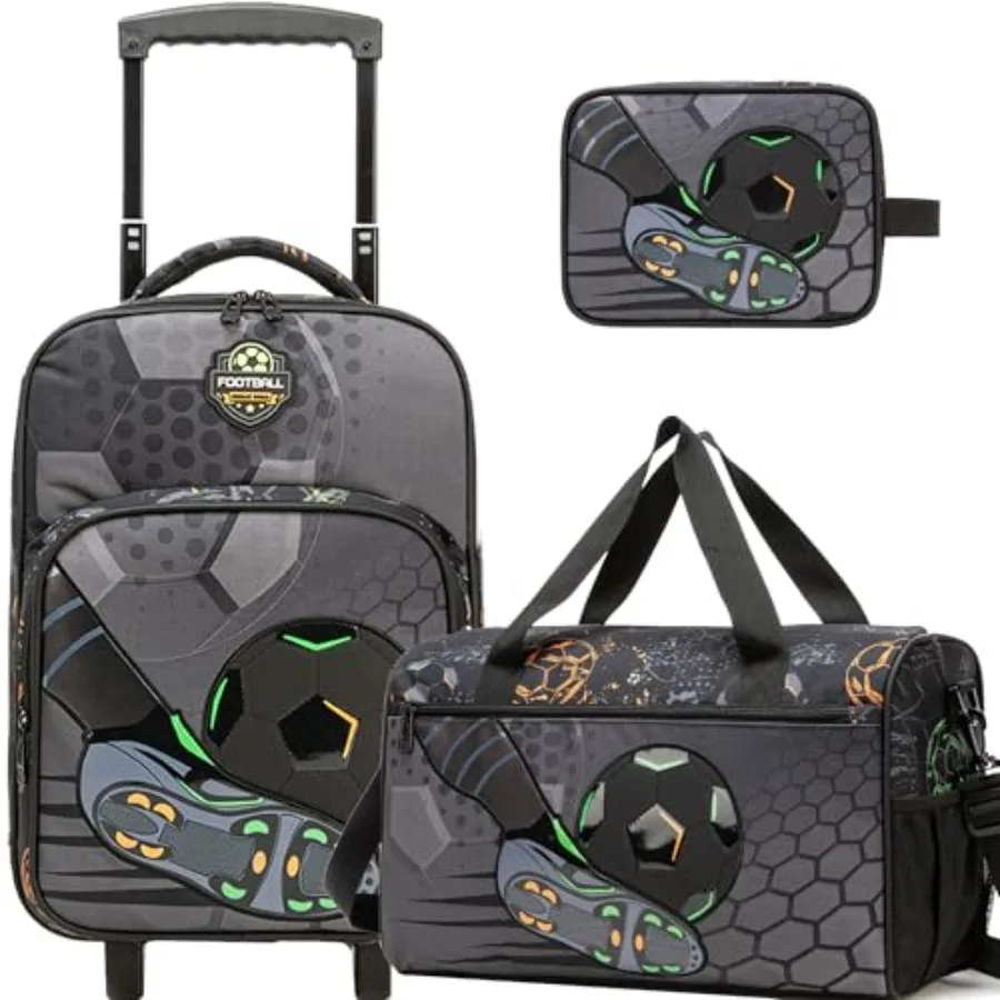 

Football Luggage with Wheels Suitcases Travel Softside Suitcases 16" Carry on Suitcase with Duffle Bag Luggage Sets Airline App