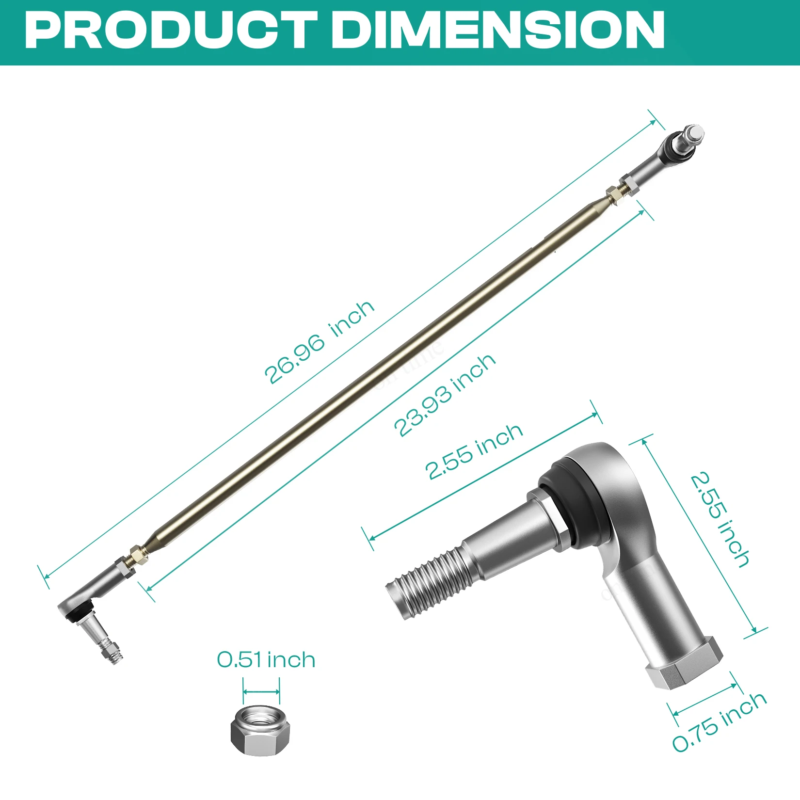 Tie Rod Assembly(26.44'') For EZGO TXT Gas & Electric Golf Carts 2001-Up OEM#70897-G02 70902-G02 70902-G01