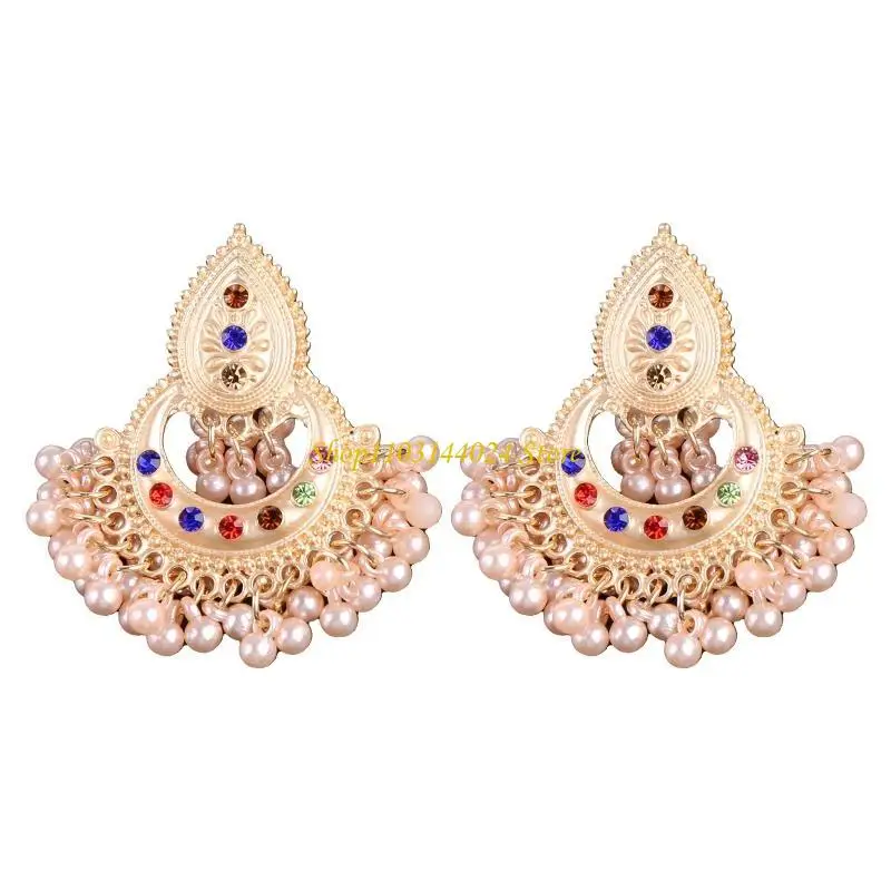 N5KE على الطراز الوطني القرط البوليوود الهندي كوندان الطاووس إسقاط هدية المجوهرات #5