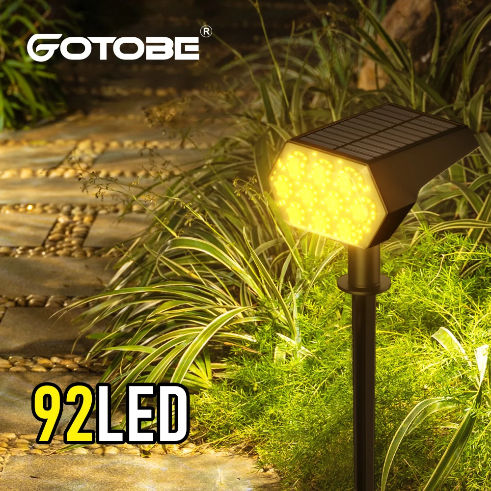 

92/108 LED Outdoor Solar Lawn Lights Landscape Spotlights IP67 Waterproof Solar Powered Wall Lamp Villa Yard Garden Decorative