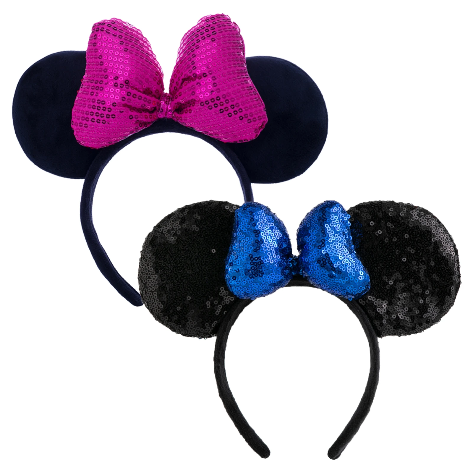 CHuangQi Mouse Ears Headband with 3D Bow, Mickey Minnie Ears Headband for Boy / Girl Birthday Party, Great Party Favors