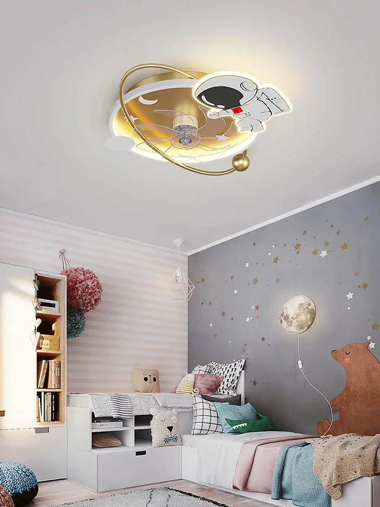 Children's Room Bedroom Ceiling Internet Celebrity Astronaut Fan Lamp 2023 New Invisible Integrated Boys and Girls Room Light