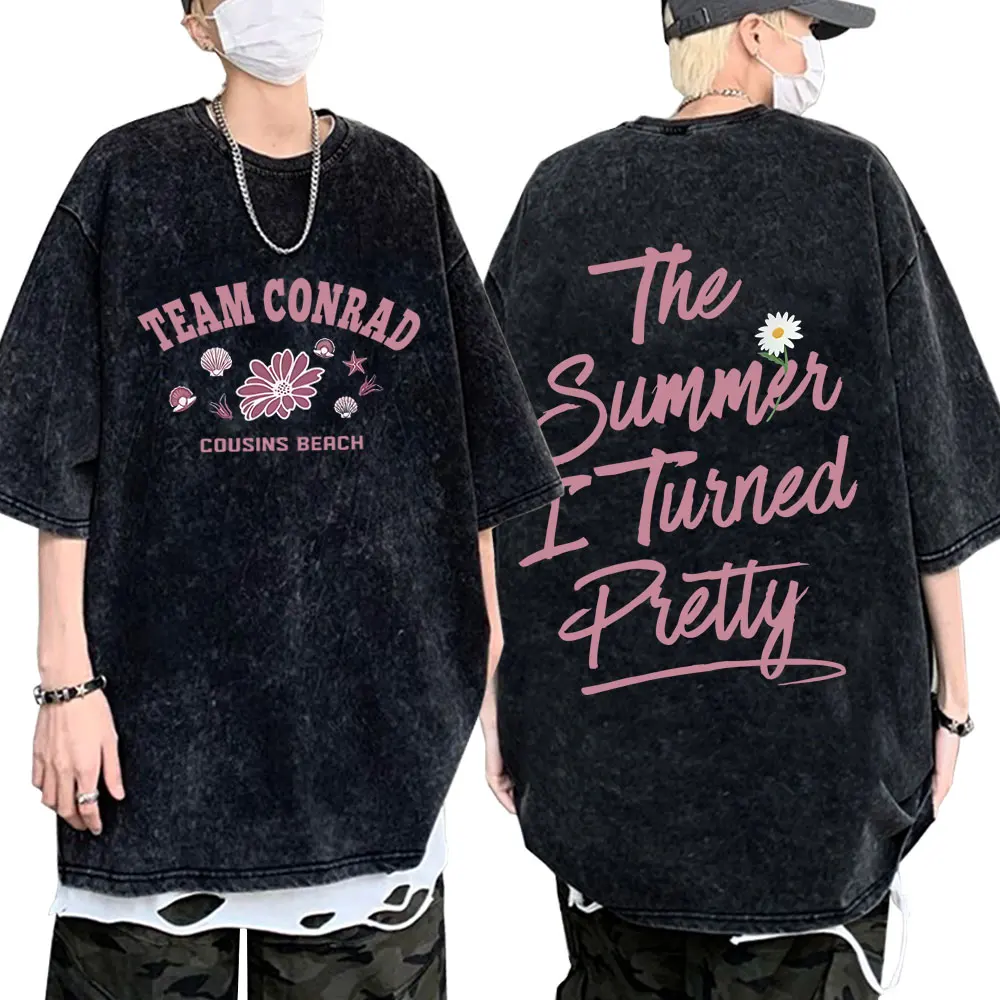 

Washed Vintage TV Play The Summer I Turned Pretty Team Conrad Cousins Beach Merch T-shirt Men Women Fashion Oversized T-shirts