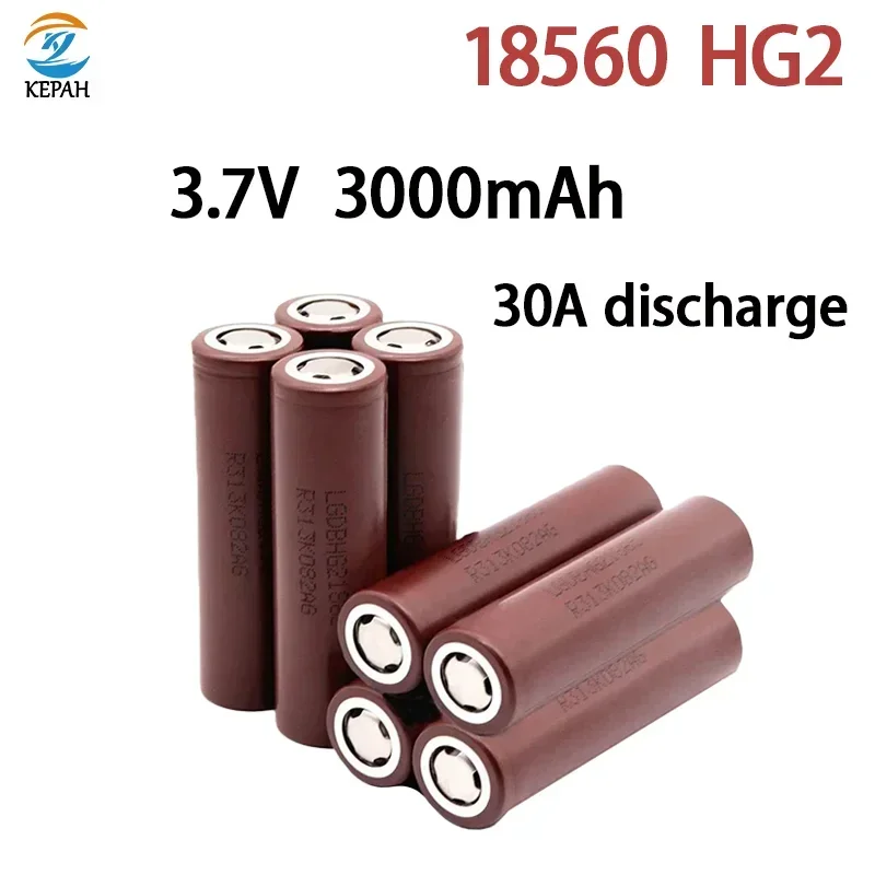 Lithium Battery, HG2, 30A Discharge, Digital Camera, Flashlight, 18650, 3.7V, 3000mAh