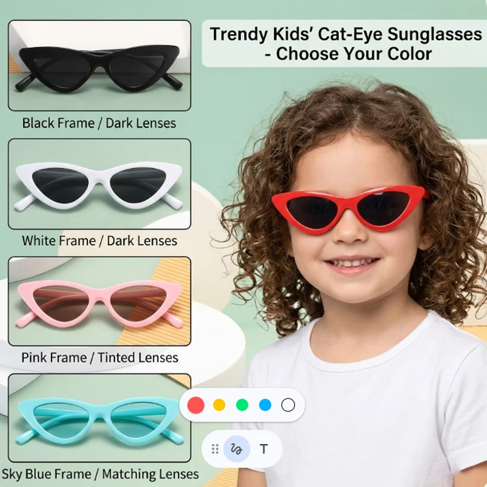 Retro Triangle Cat Eye Sunglasses Kids Vintage Small Frame Sun Glasses Girls Boys Fashion Street Photography Shades Eyewear