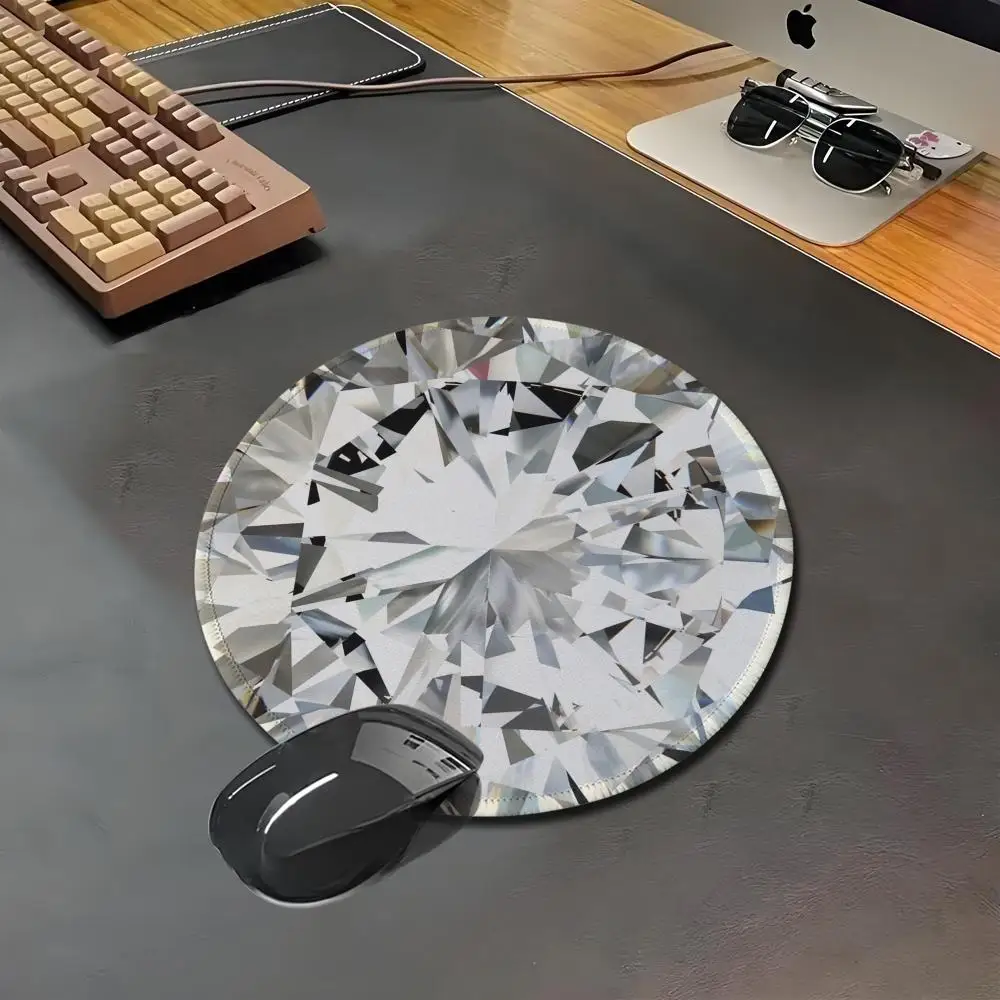 HYBXAXC Round Diamond Cut Print Round  Mouse Pad, Shiny Desk Mat, Non-Slip Base for Office & Gaming Decoration