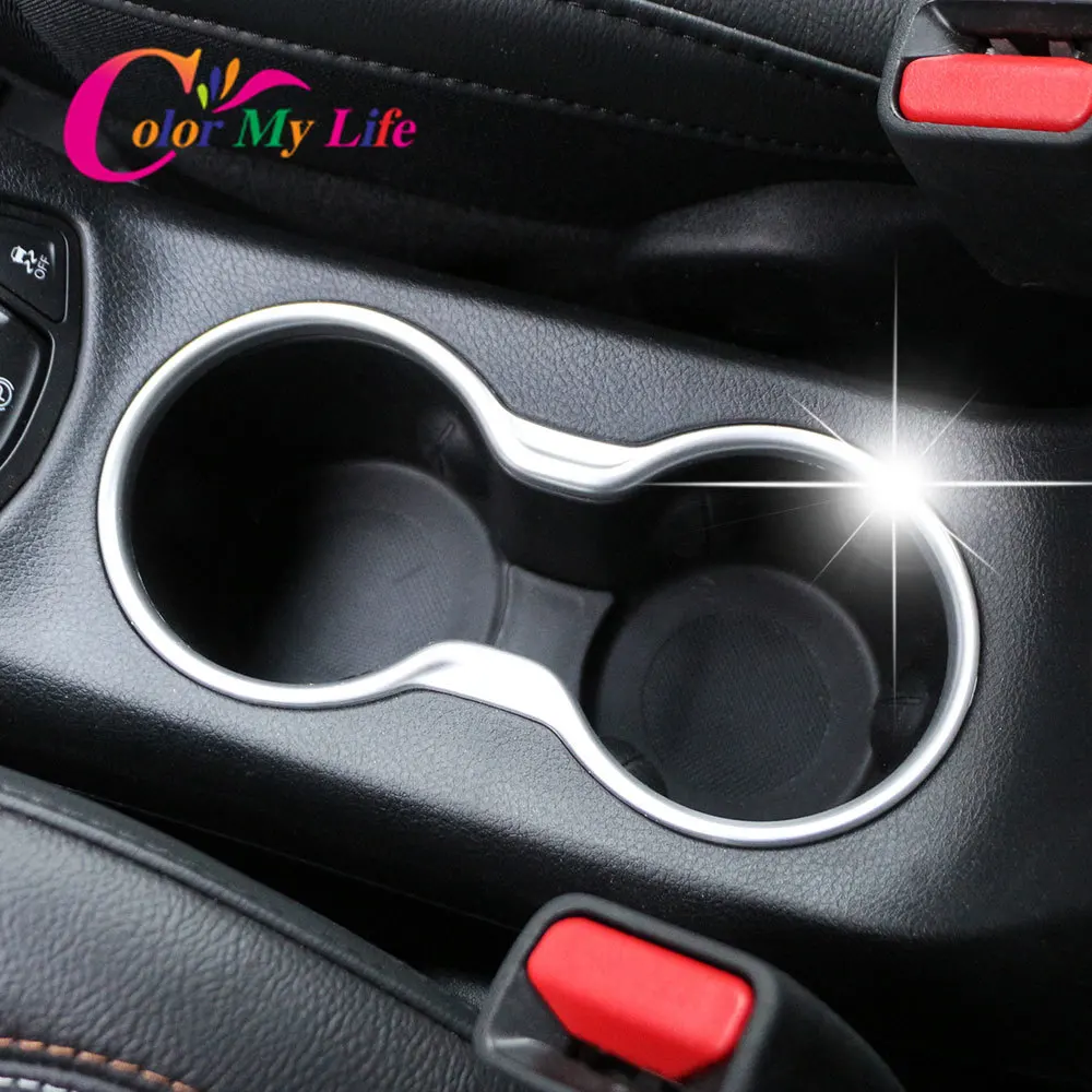 Color My Life ABS Interior Water Cup Holder Drink Center Console Surround Cover Trim for Jeep Compass 2017 - 2020 Accessories