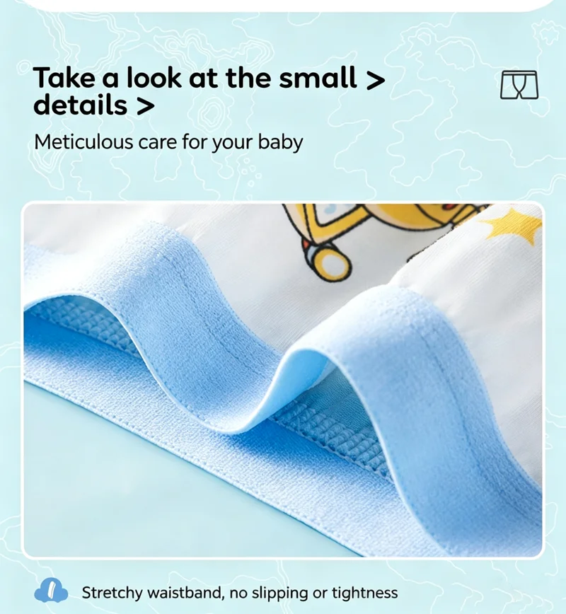4 Stück Jungen-Unterwäsche mit Cartoon-Baufahrzeug-Motiven, Boxershorts, Kinderkleidung aus A-Klasse-Baumwolle, Atmungsaktive Weiche Kinderunterhosen – Detail 11