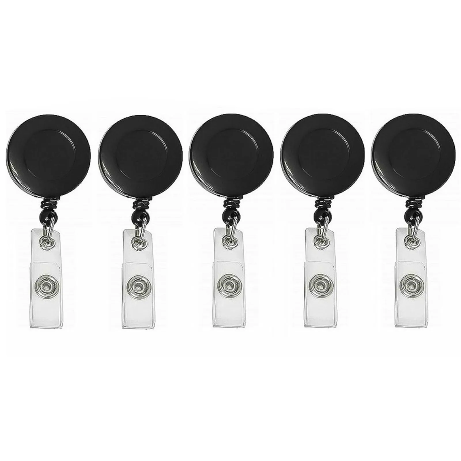 Badge Holder Reels Retractable Belt Clip On Extendable ID Card Holders Heavy Duty Thick Pull Keyring Cord ID Card Buckle 5Pcs