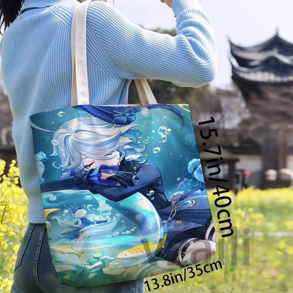 F-Furina Female Printed Versatile Student Portable Office Handbag Bento Bag Handbag Sail Bag