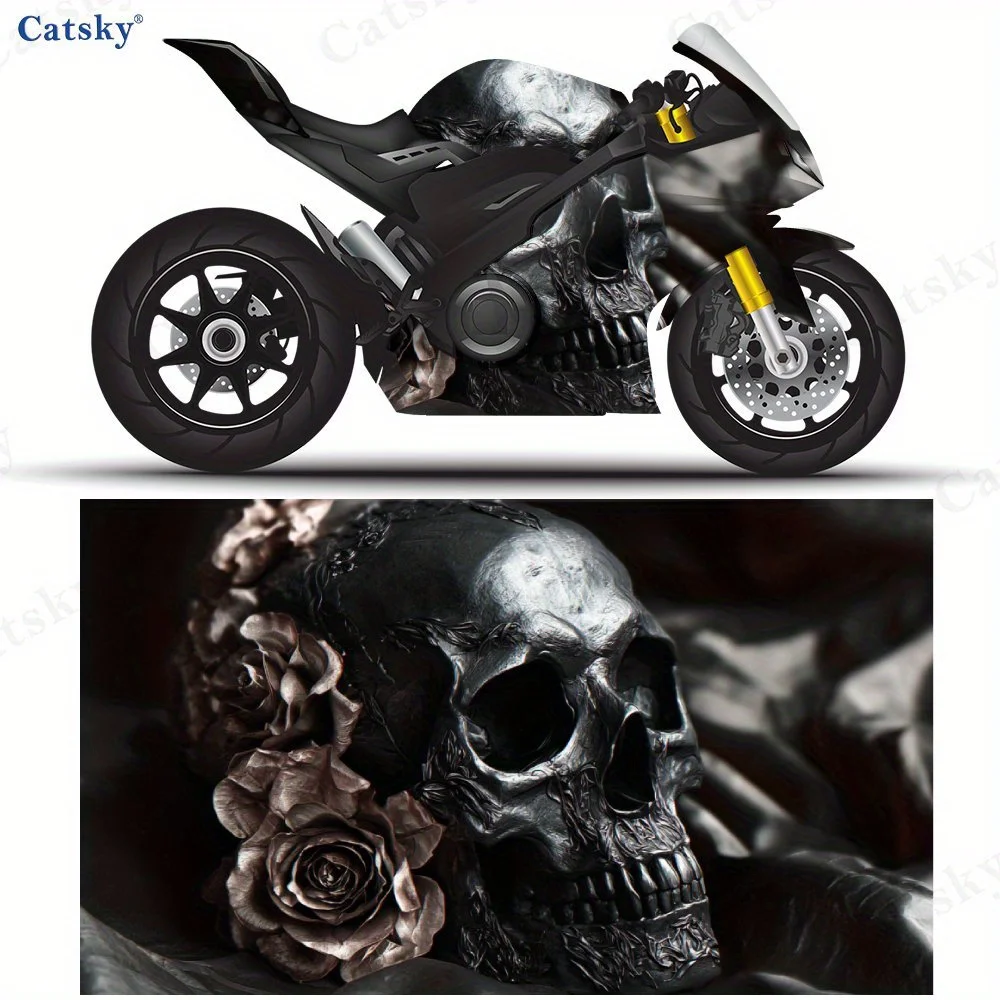 

Opulent Skull with Rose Motorcycle films PVC films for motorcycle customization durable adhesive stickers