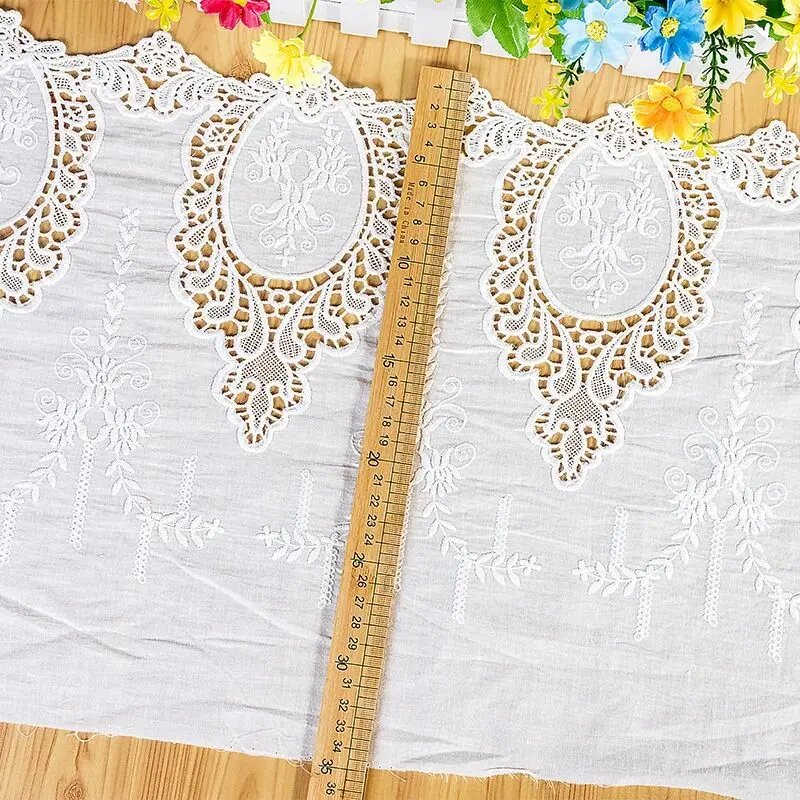 Luxury White Water Soluble Lace Fabric Cotton Embroidered Ribbon Trim Edge For DIY Crafts Dresses Curtains Sewing Accessories