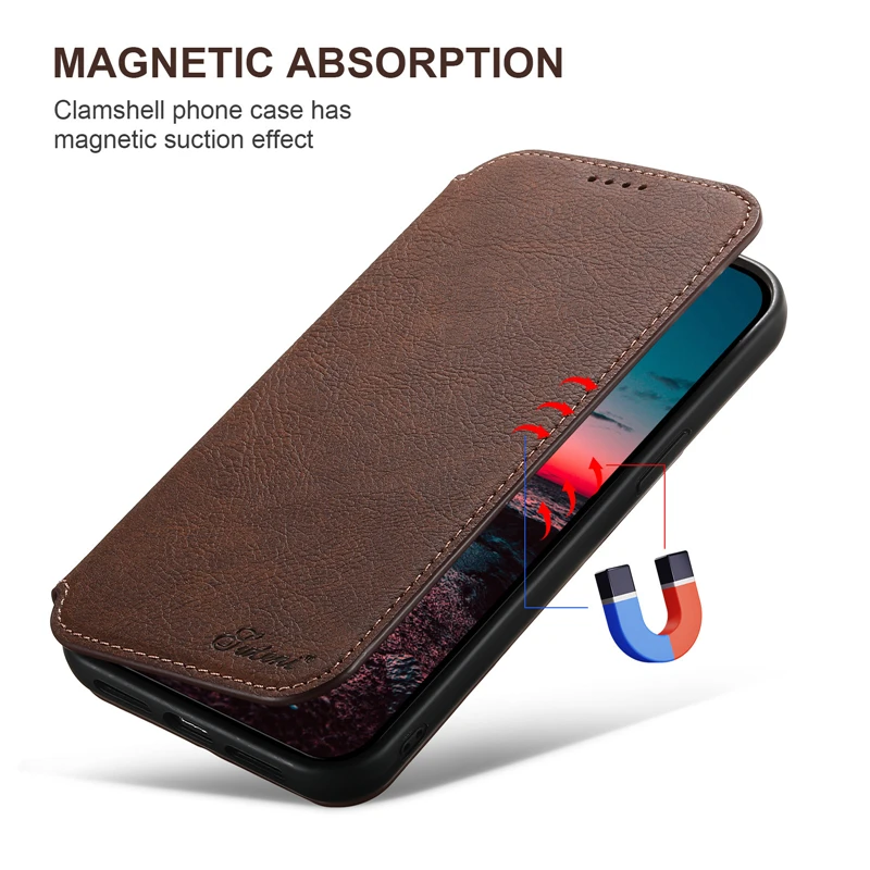 Magnetic Wireless Charging Case for iPhone 18 17 16 15 14 13 12 Pro Max Plus Shockproof Leather Wallet Card Slots Flip Cover
