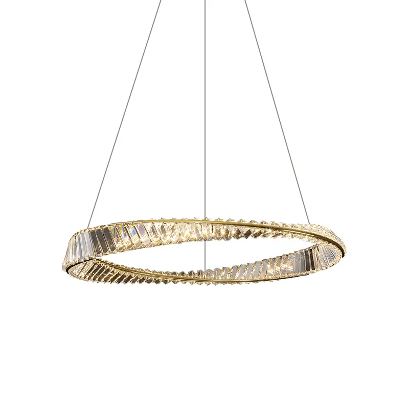 

American simple atmosphere living room bedroom dining room LED creative round crystal chandelier