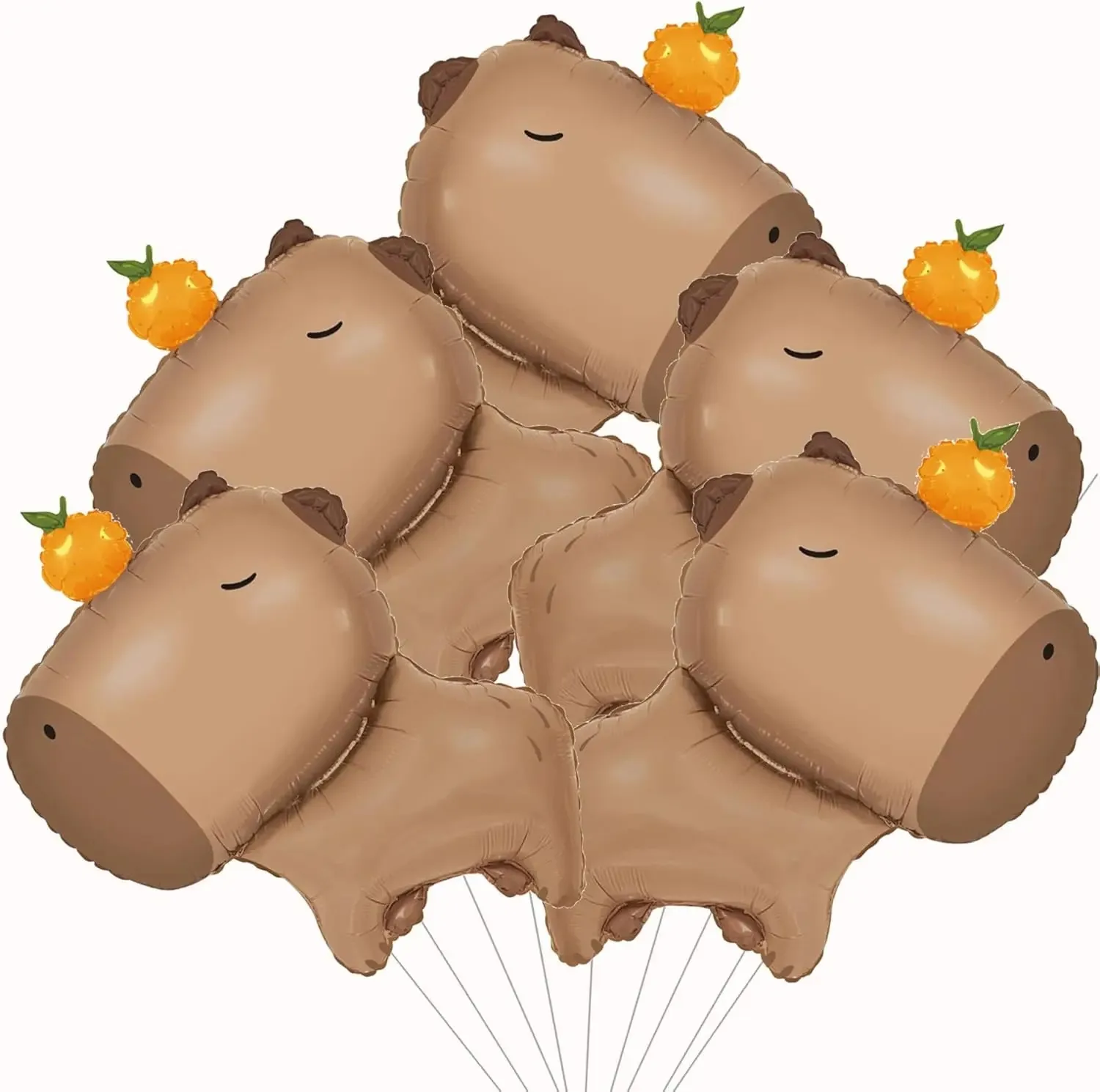 5 Stück Capybara-Luftballons, Cartoon-Tier, Geburtstagsparty-Dekorationen, Capybara-Aluminiumfolienballon für Fans, Motto-Partyzubehör