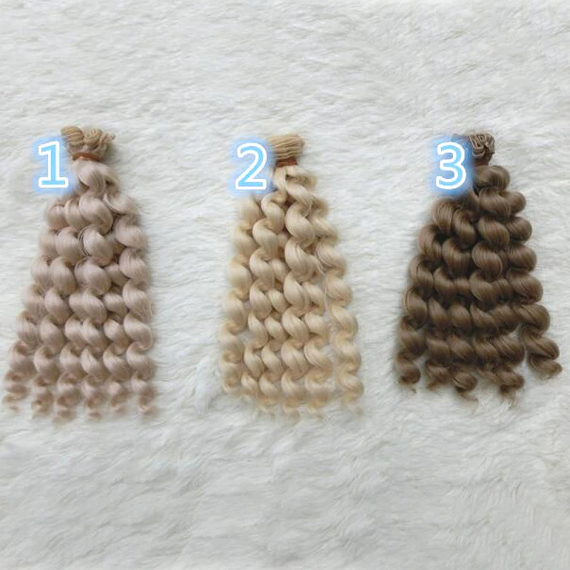 High Quality Thick 20cm Brunette Blonde Coffee Brown Natural Color Deep Curly Doll Wigs Hair for 1/3 1/4 1/6 BJD Doll Diy Hair