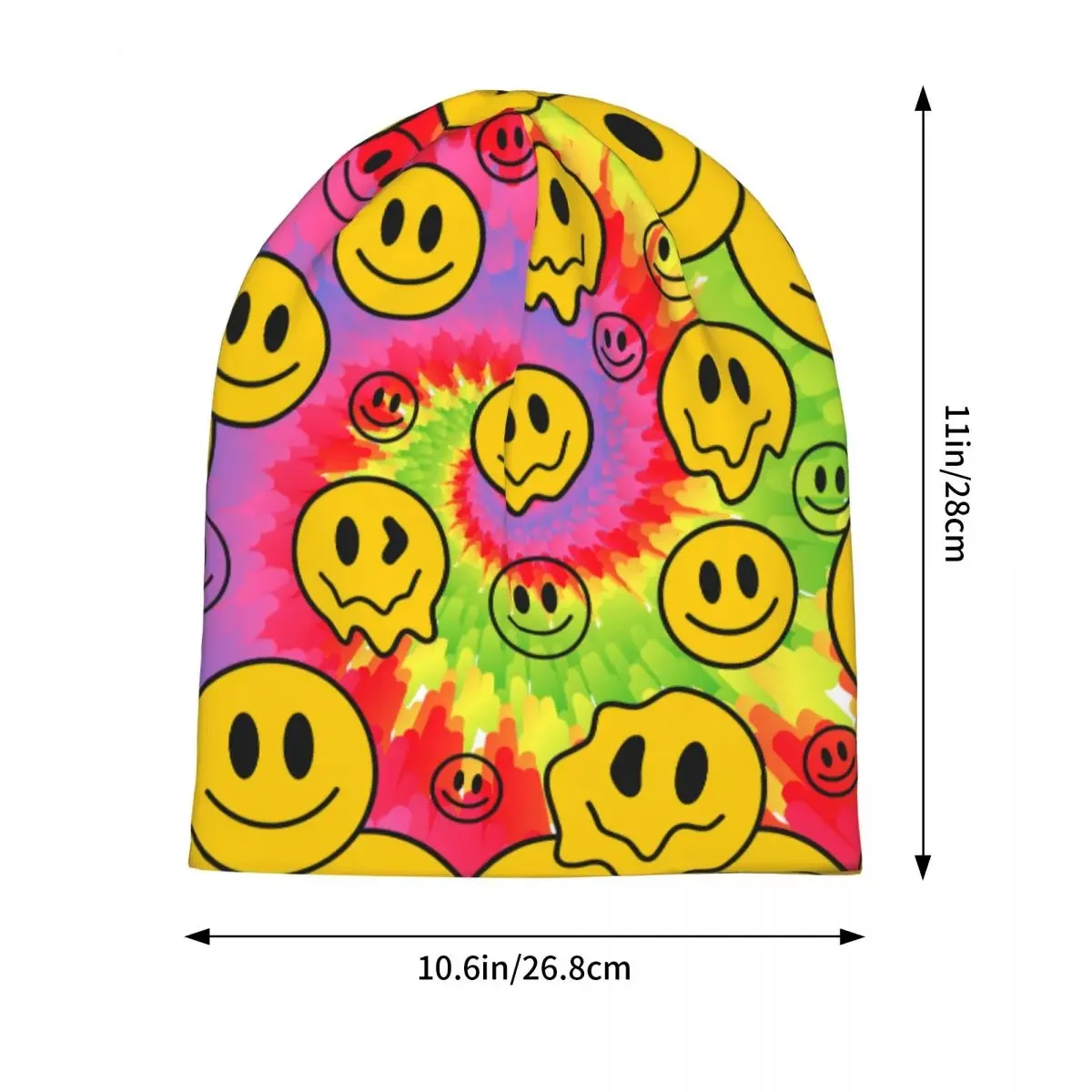 Unisex Funny Crazy Melt Smile Faces Beanies Hats Merch Stylish Tie Dye 60s Head Wrap Bonnet Knit Hat