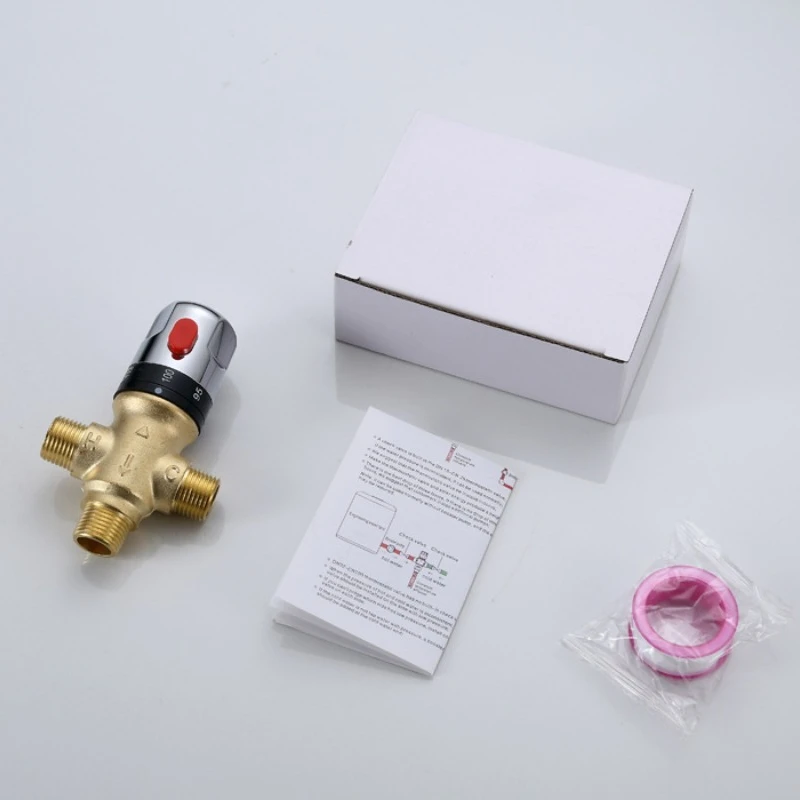 1pcs Brass Thermostatic Mixing Valve NPT Thread Surface Mount Water Heater Temperature Control Valve