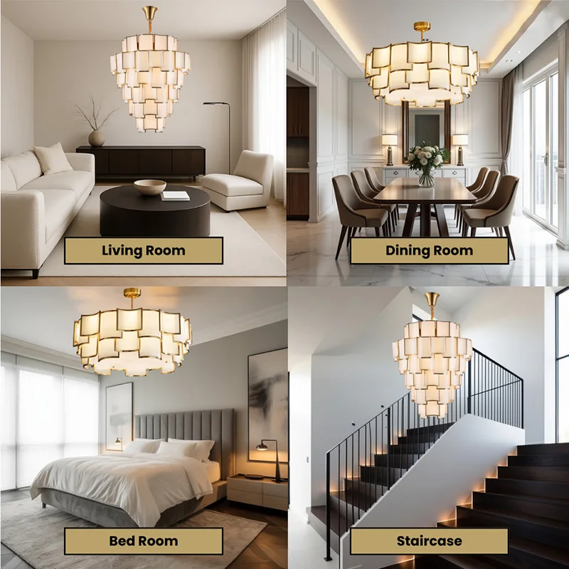 

French Vintage White Glass Layered Pendant Lamp Metal Brass Black Finish Dimmable Ceilings Lustre Design