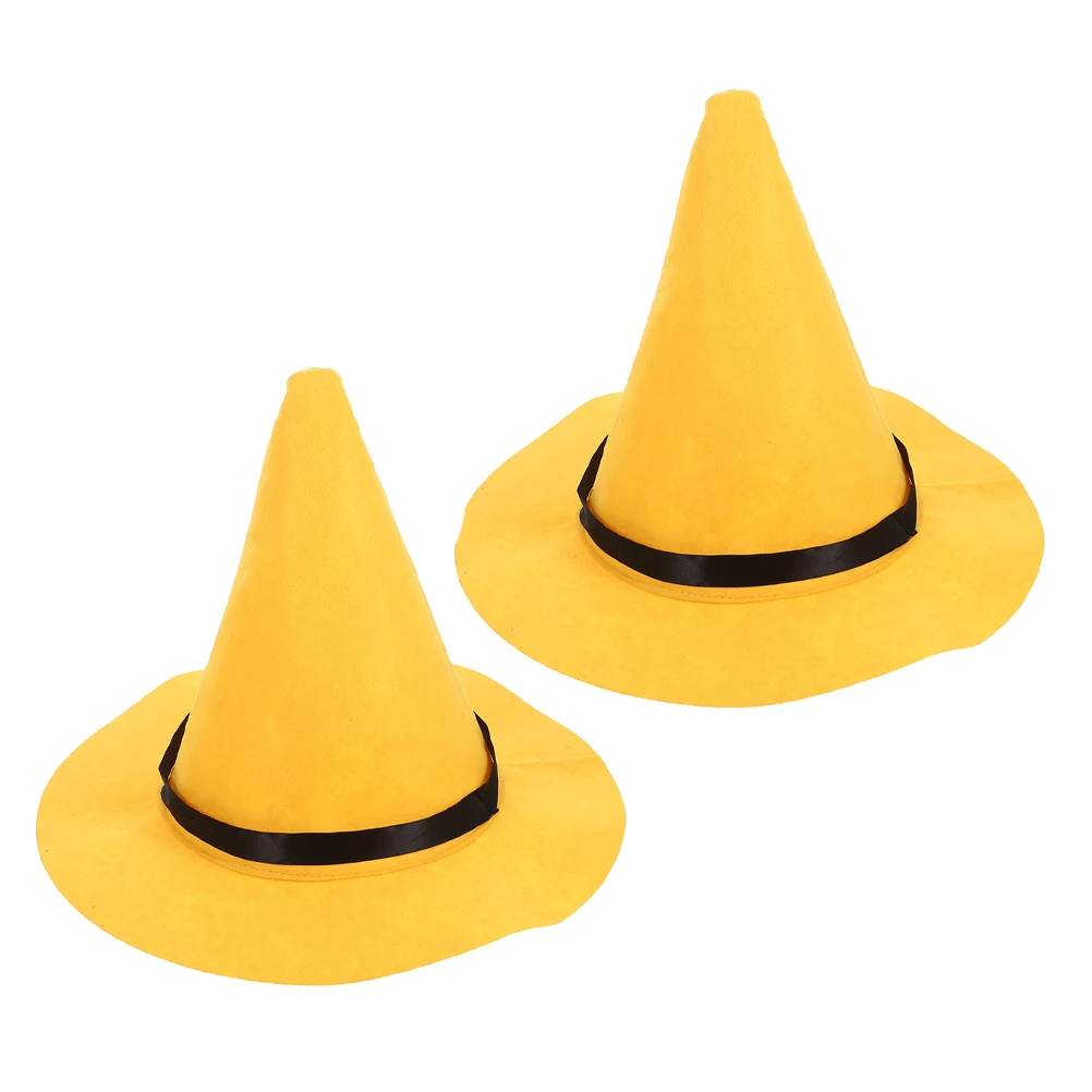 

2 шт., желтая фетровая толстая мягкая шляпа ведьмы на Хэллоуин для костюмированной вечеринки, косплея для взрослых, унисекс, маскарадный волшебник с большими полями