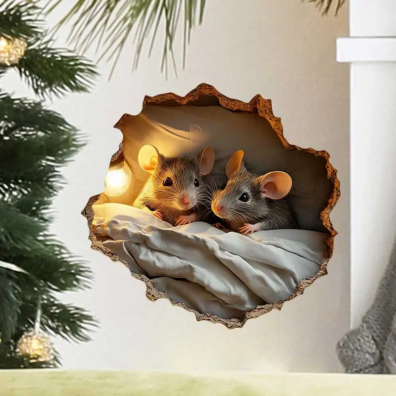 Dormouse Hole Wall Decals Self-Adhesive Stickers for Bedroom Children's Room Background Decoration Easy to Apply Wallpaper AA154